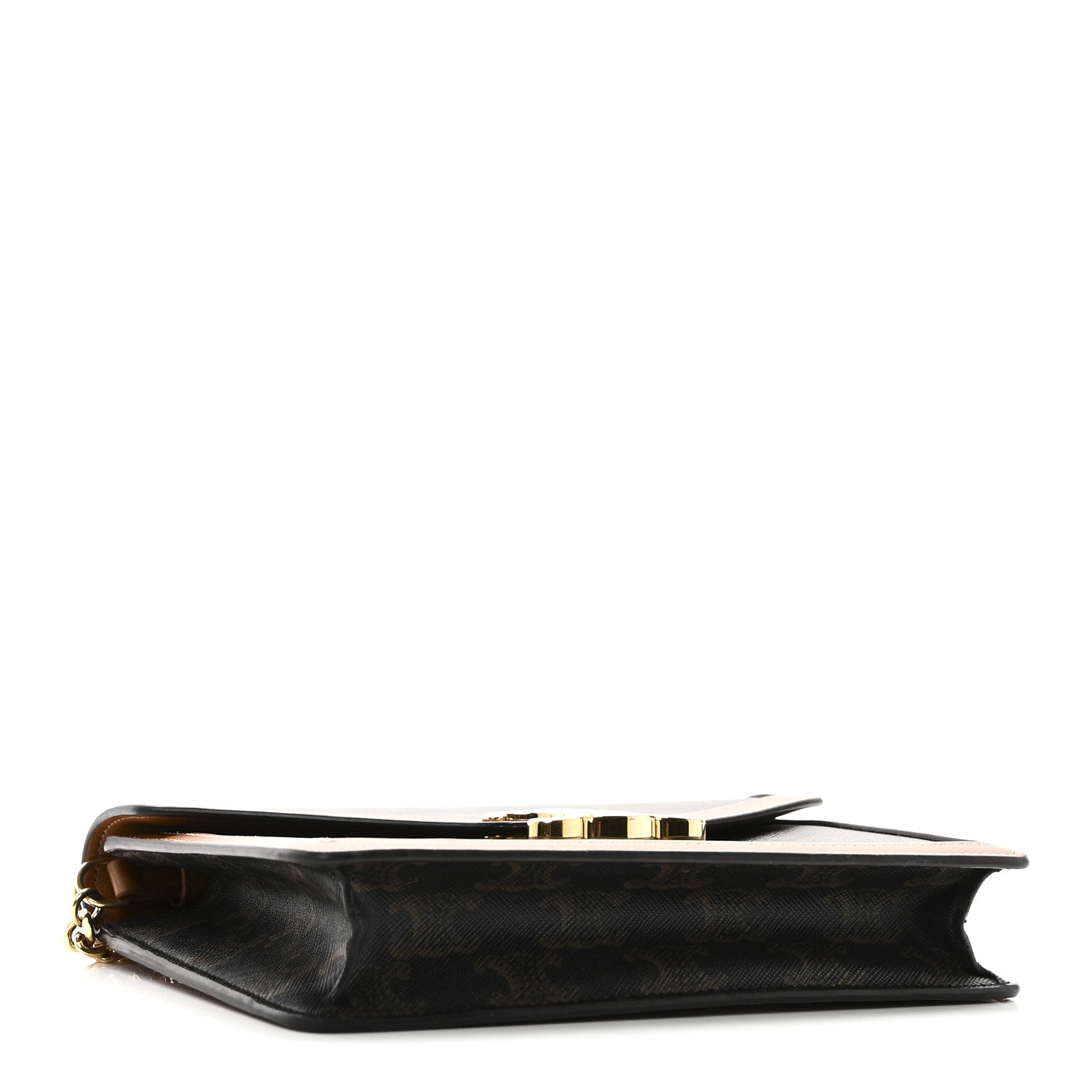 Celine Triomphe Canvas Calfskin Margo Wallet on Chain Tan 4 of 10