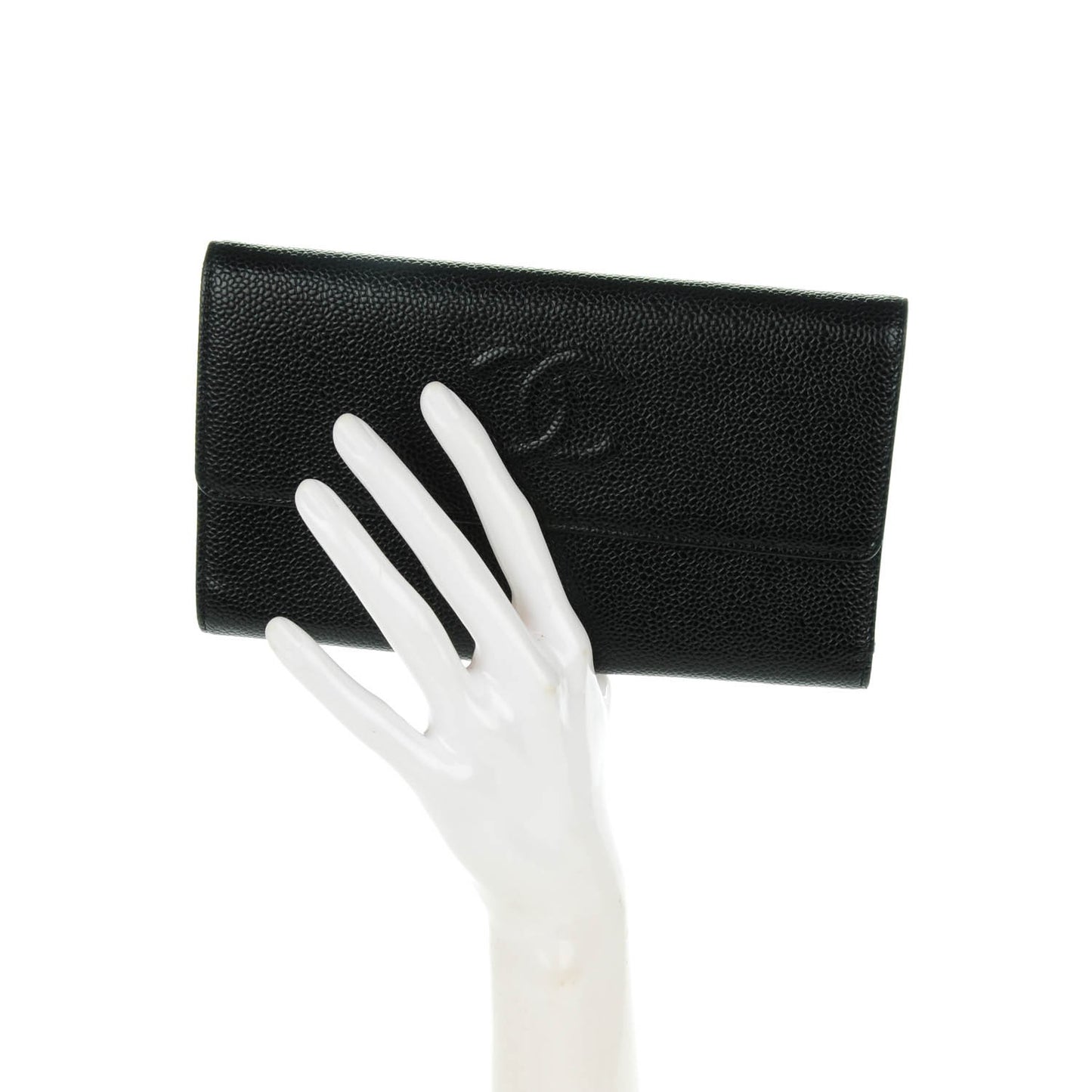 Caviar Large Flap Wallet Black