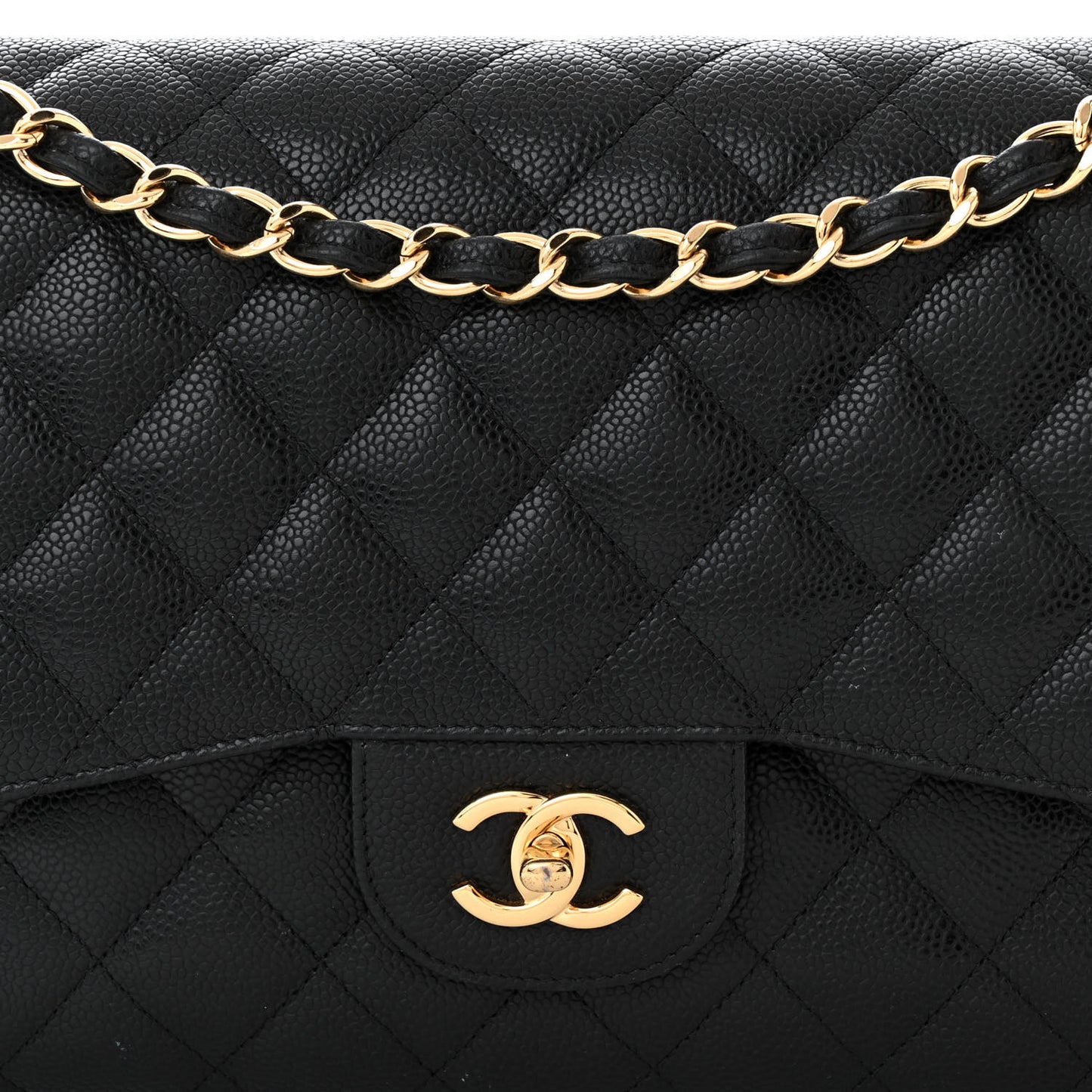 Caviar Quilted Jumbo Double Flap Black