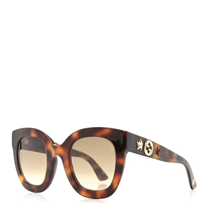 Gucci Round Frame Star Sunglasses GG0208S Tortoise 1 of 9
