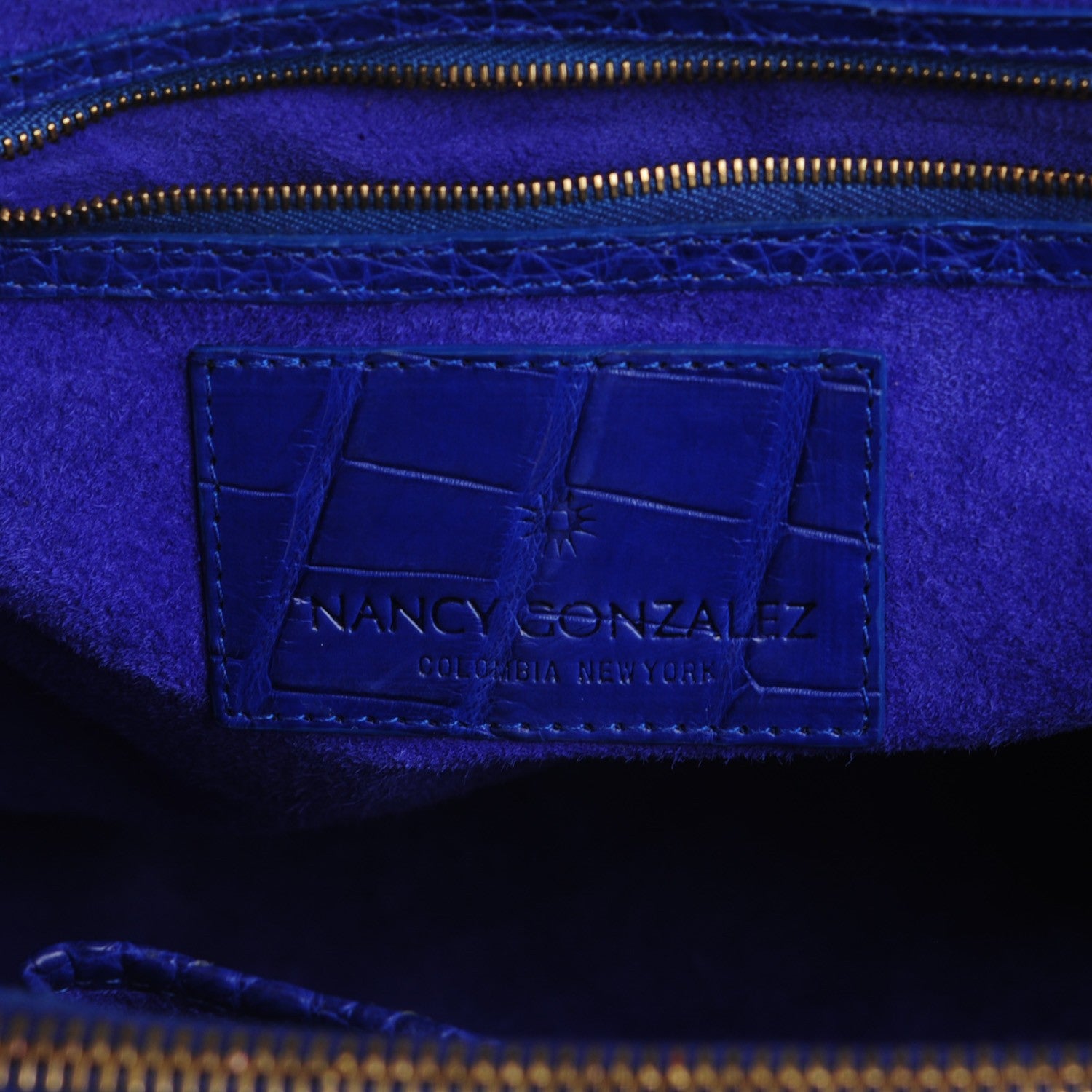 Nancy Gonzalez Crocodile Medium Zip Tote Cobalt 9 of 16