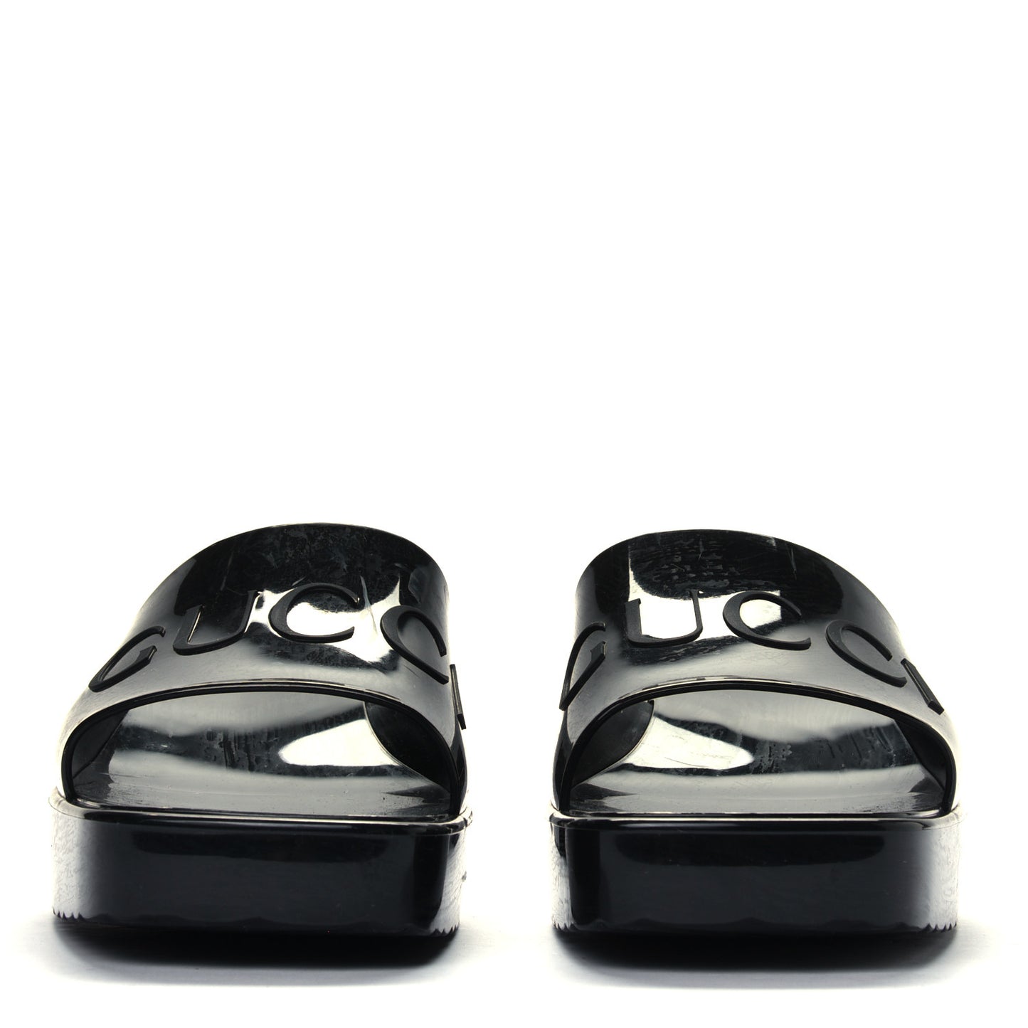 Rubber Gucci Logo Womens Platform 20/60mm Slide Sandals 39 Black