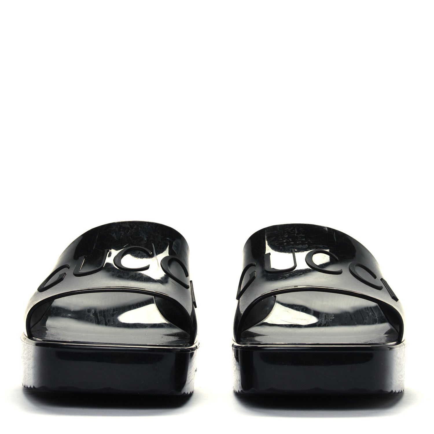 Gucci Rubber Gucci Logo Womens Platform 20/60mm Slide Sandals 39 Black 2 of 4