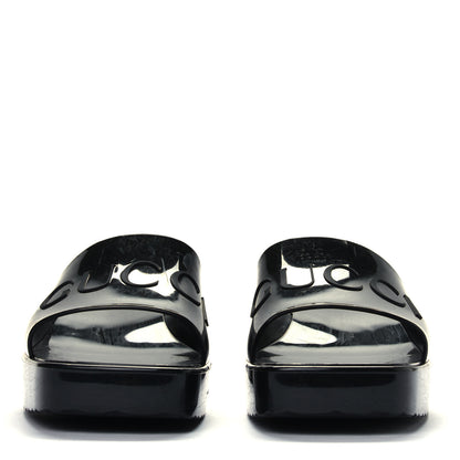 Gucci Rubber Gucci Logo Womens Platform 20/60mm Slide Sandals 39 Black 2 of 4