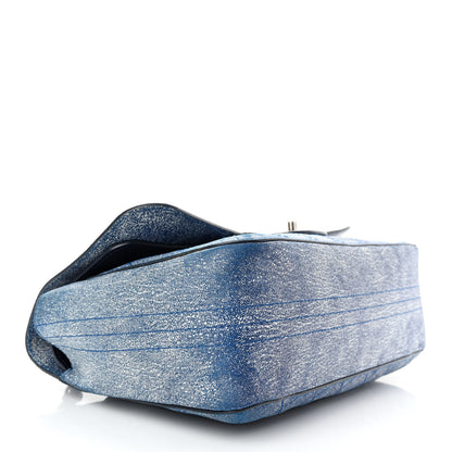 Chanel Crackled Calfskin Jumbo Double Flap Blue 4 of 12