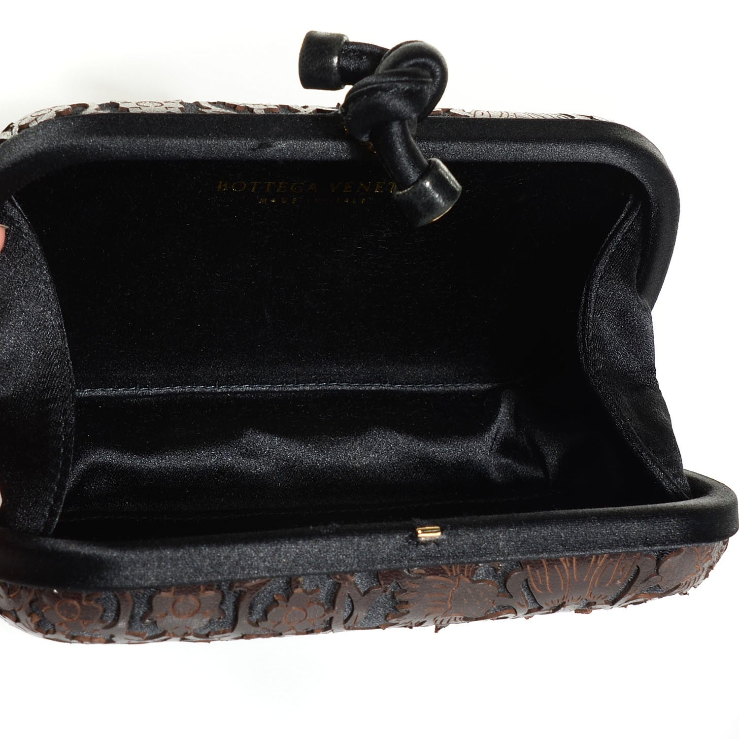 Bottega Veneta Satin Leather Laser Cut Floral Tassel Clutch 5 of 7