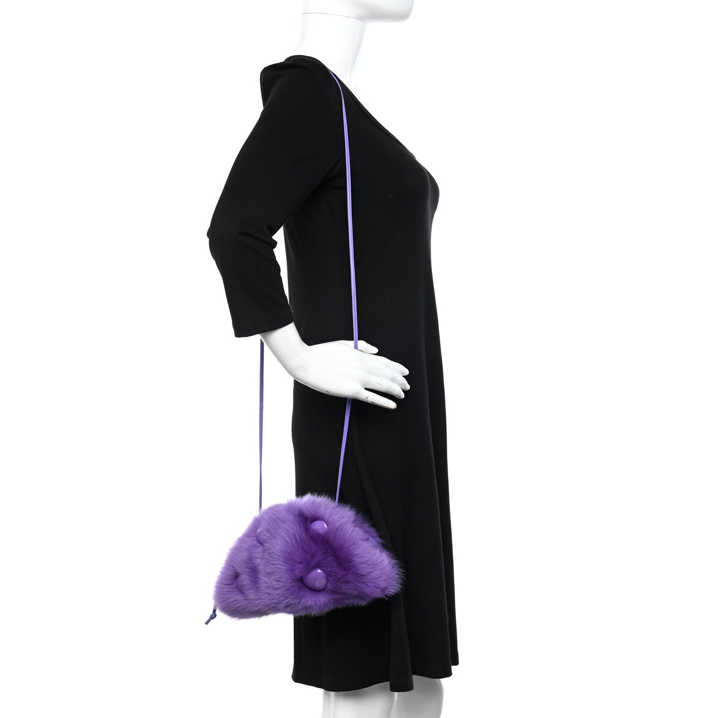 Shearling Lambskin Embellished The Mini Pouch Purple
