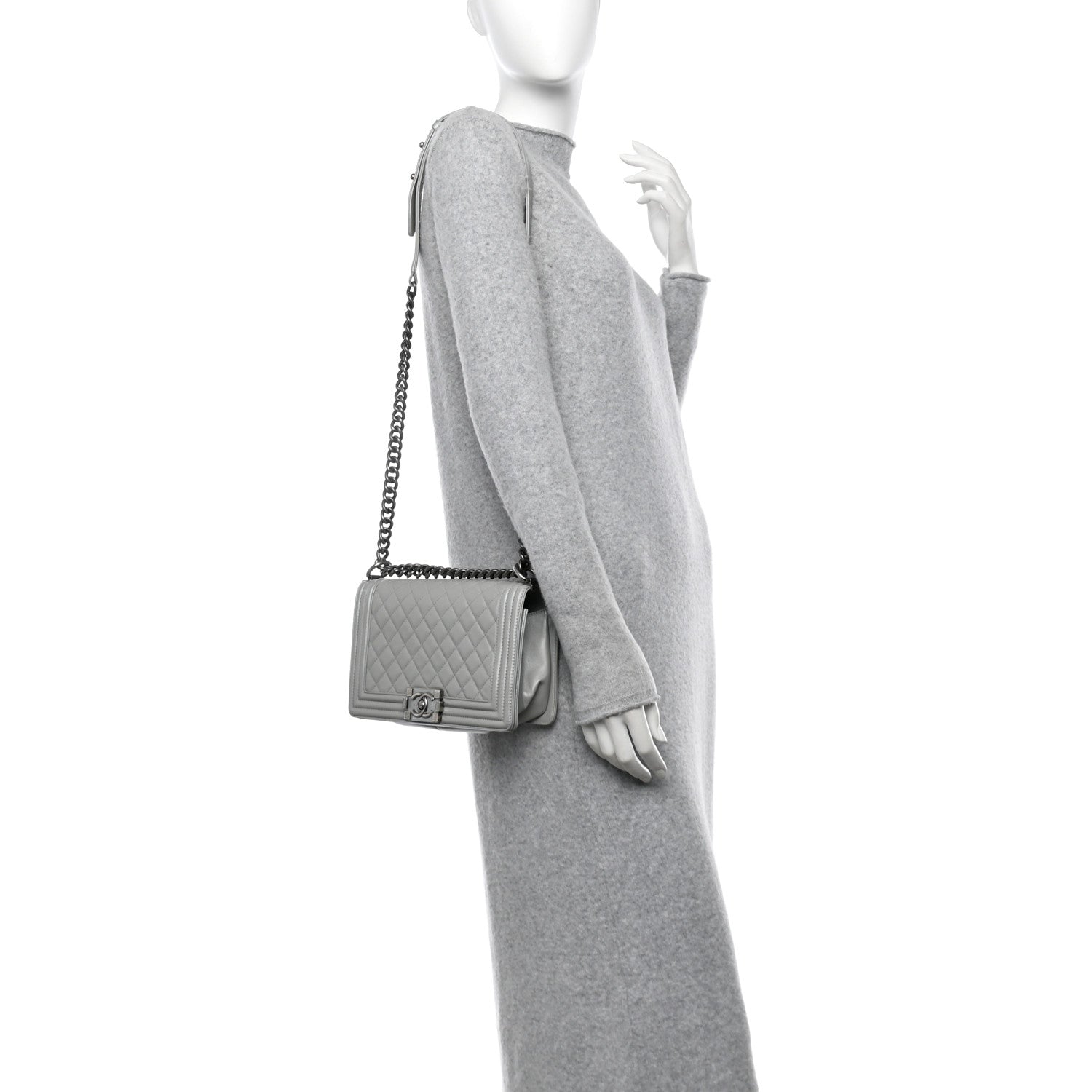 Chanel Metallic Lambskin Quilted Medium Boy Flap Silver 2 of 13