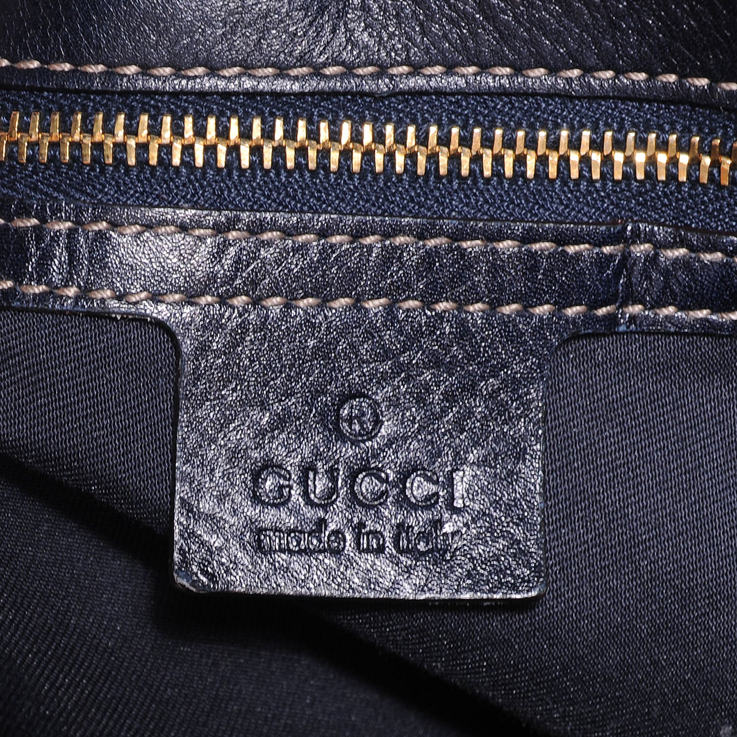 Gucci Leather Large Horsebit Chain Hobo Navy 6 of 7