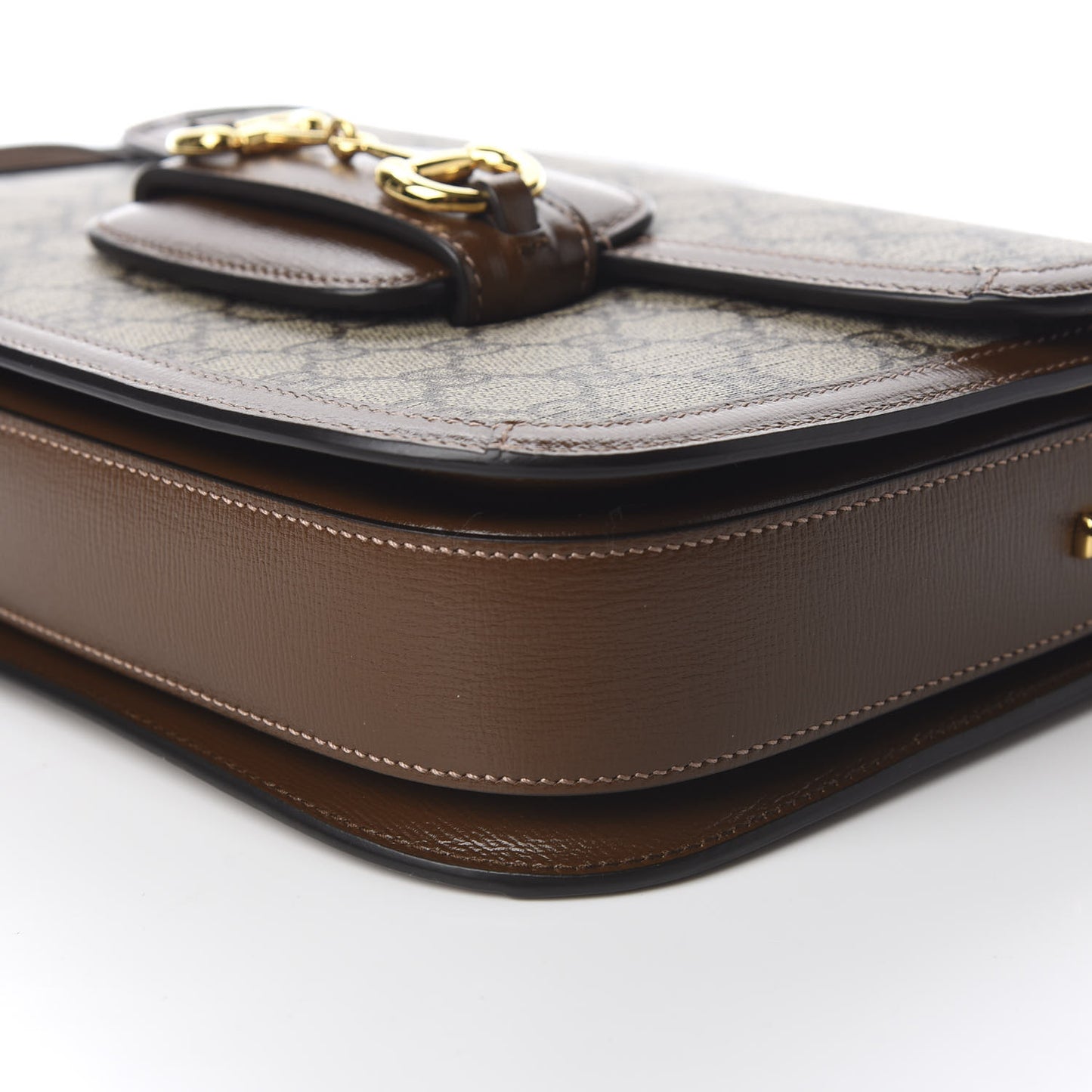 GG Supreme Monogram Horsebit 1955 Shoulder Bag Beige Brown Sugar