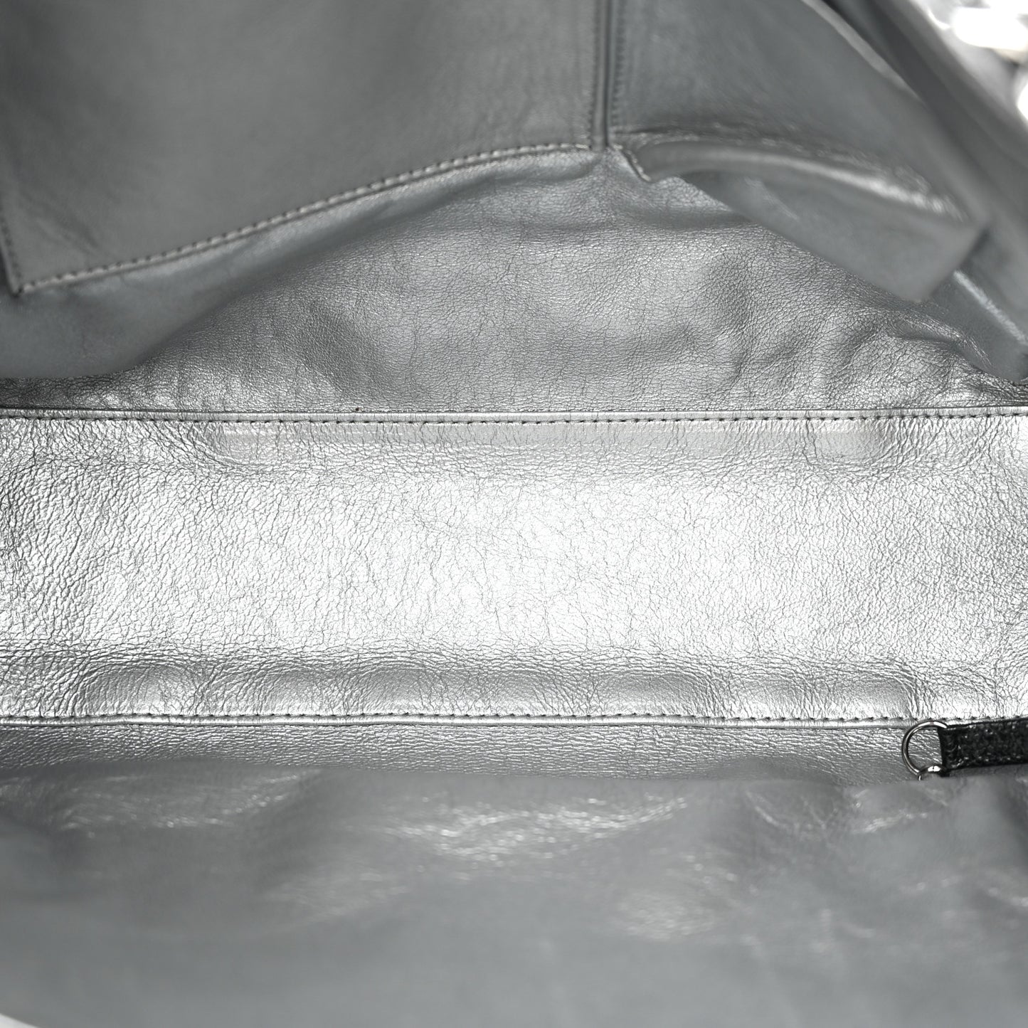 Glazed Calfskin Modern Chain Tote Black