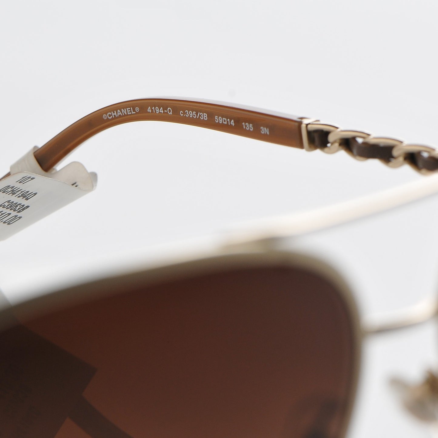 Lambskin Aviator Chain Sunglasses 4194-Q Gold