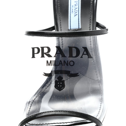 Prada Plexiglass Calfskin Metal Triangle Logo 75mm Slide Sandals 37.5 Black 8 of 8