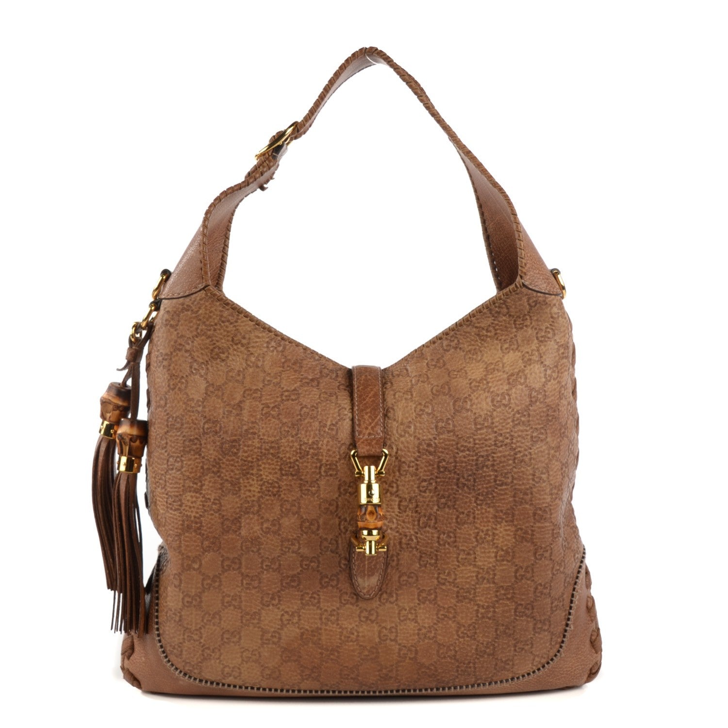 Gucci Guccissima Large New Jackie Shoulder Bag Natural Brown 1 of 11