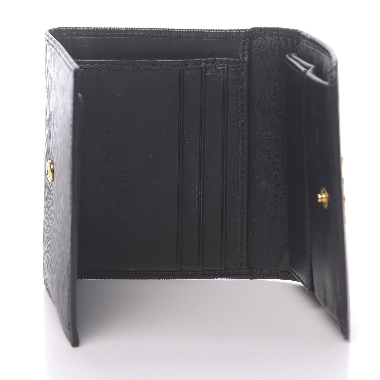 Prada Vitello Move Tri-Fold Compact Wallet Black 5 of 8