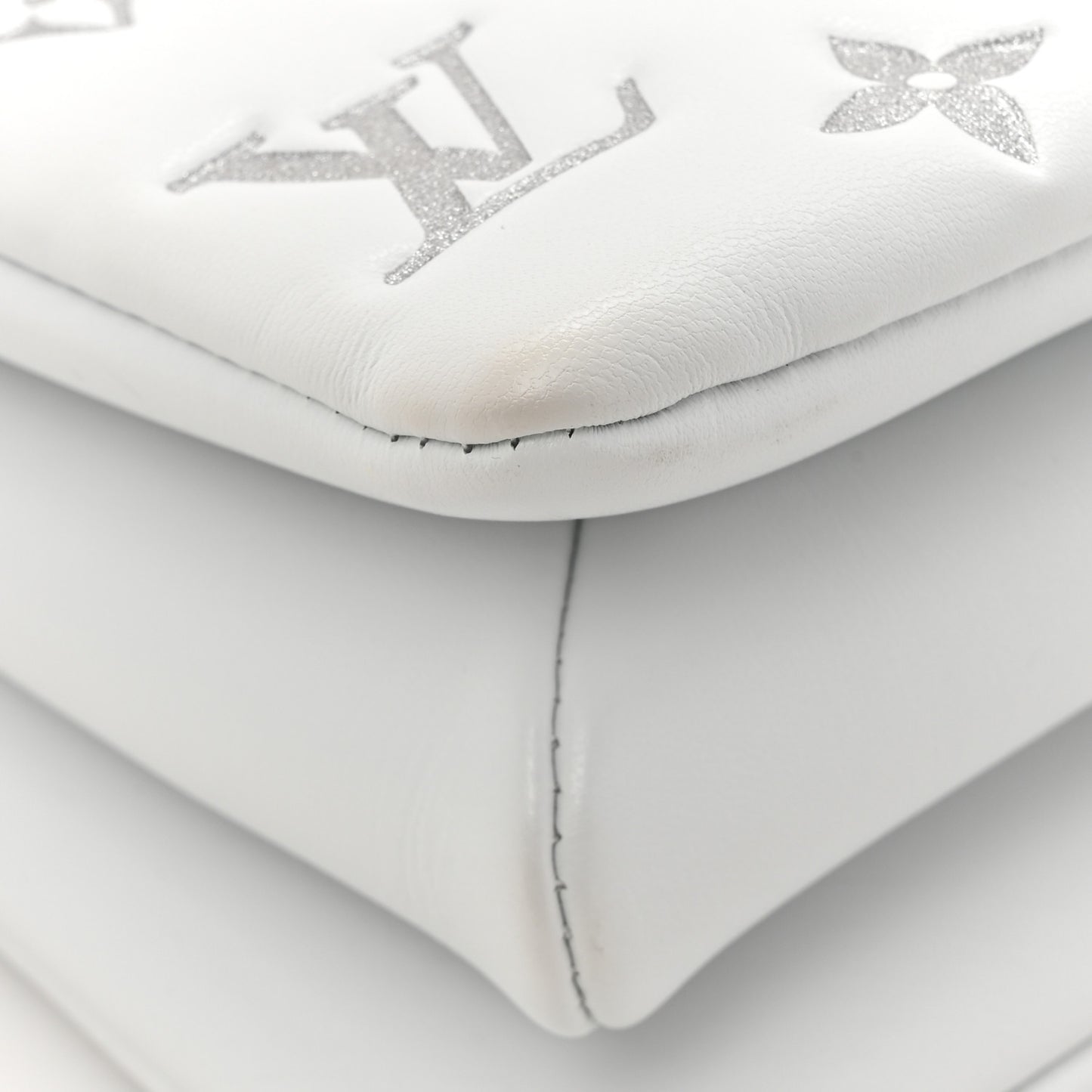 Lambskin Embossed Monogram Coussin BB  White Silver