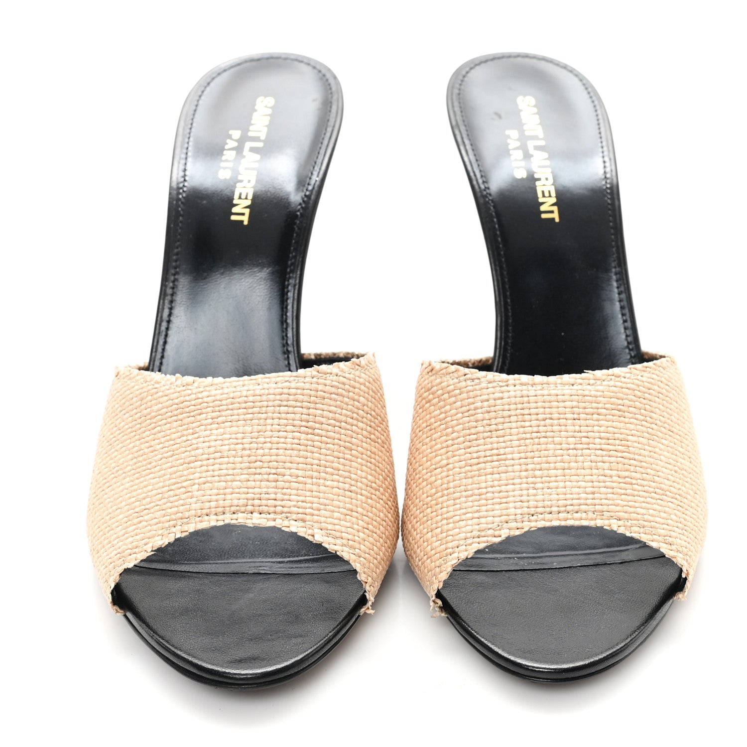 Saint Laurent Raffia Calfskin La 16 95 Mule Sandals 39 Cammello 3 of 11