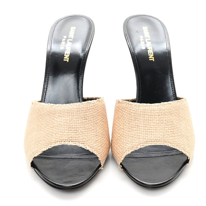 Saint Laurent Raffia Calfskin La 16 95 Mule Sandals 39 Cammello 3 of 11