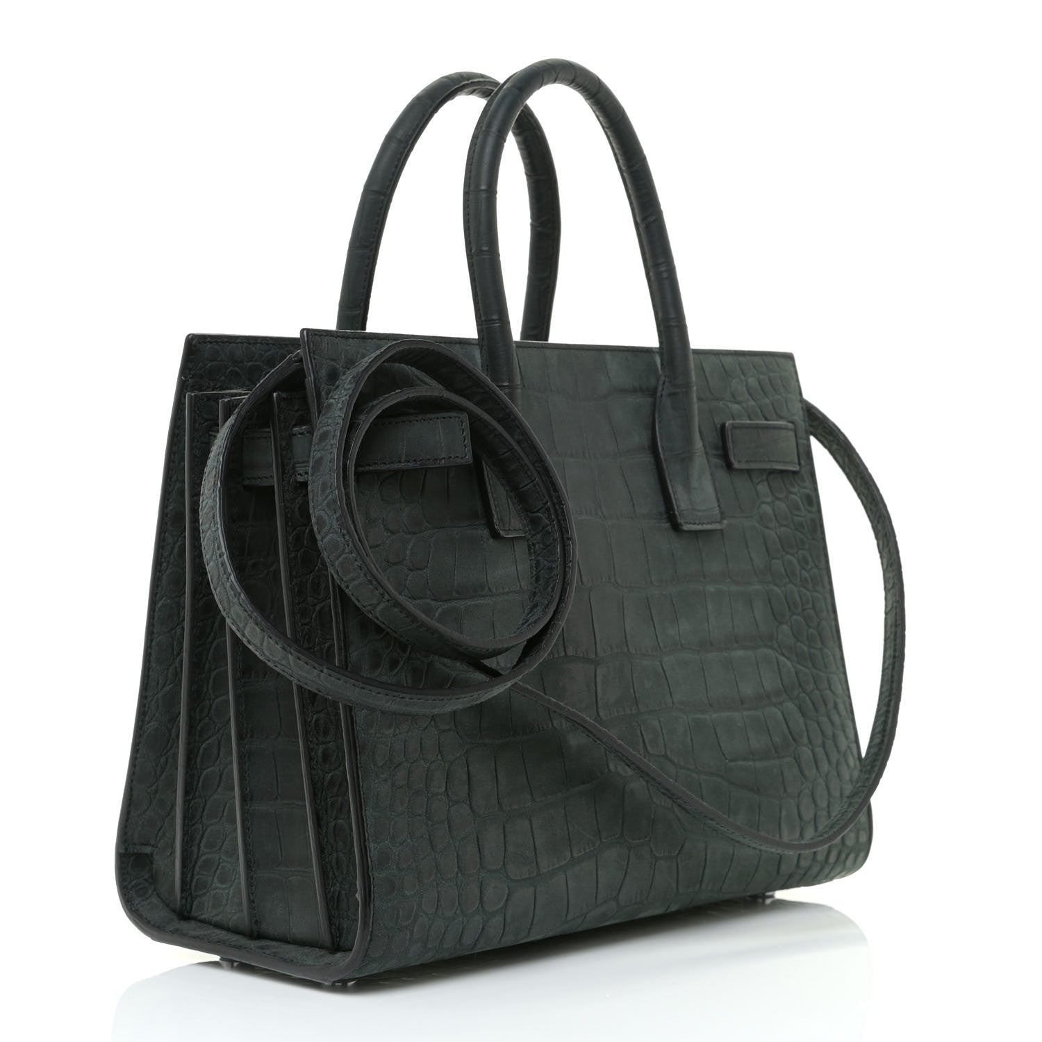 Saint Laurent Crocodile Embossed Nubuck Baby Sac De Jour Dark Anthracite 3 of 9