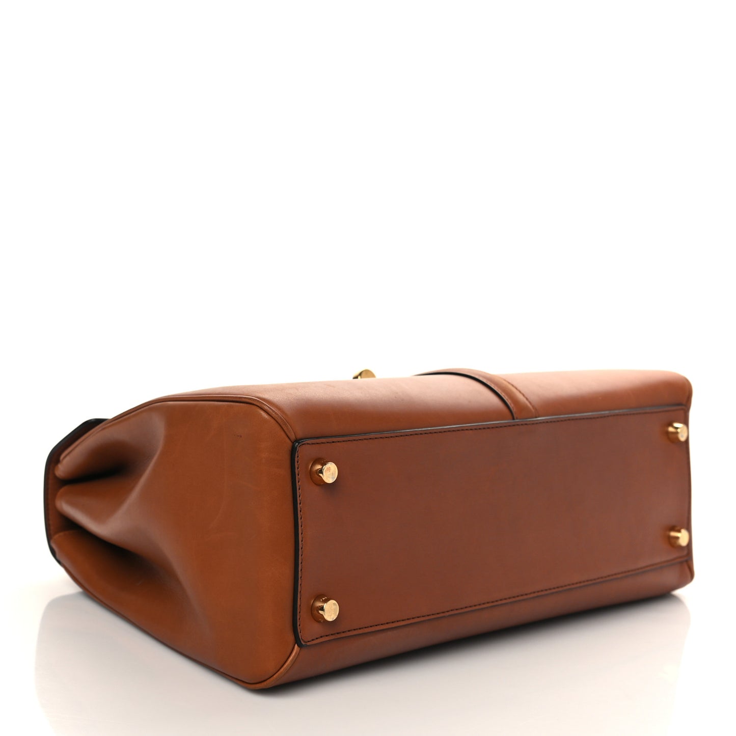 Satinated Calfskin Medium 16 Top Handle Bag Tan