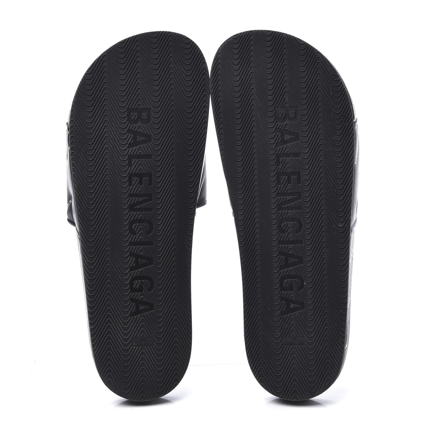 Balenciaga Nappa Allover Logo Embossed Womens Pool Slide Sandals 41 Black White 6 of 11