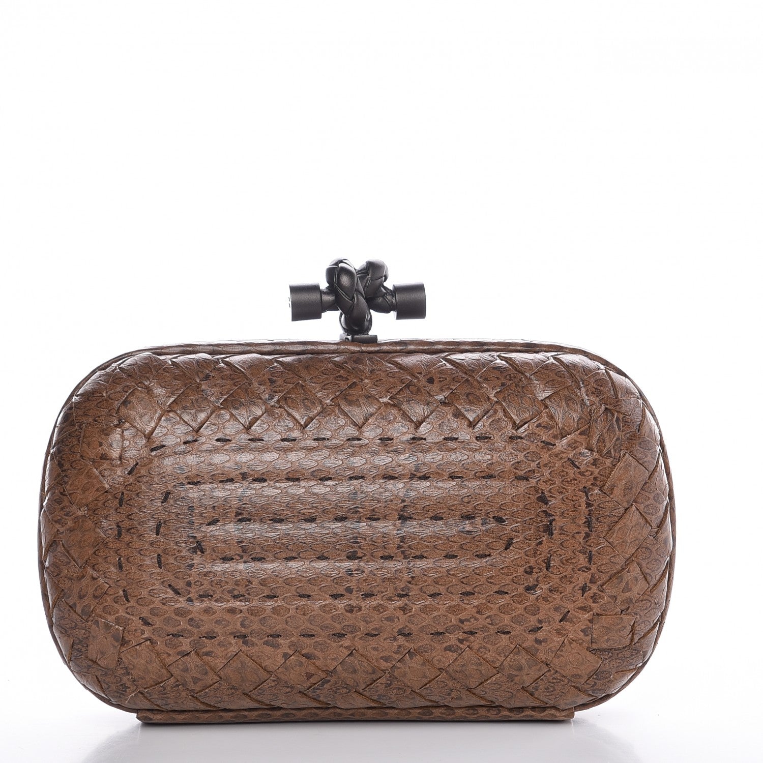 Bottega Veneta Karung Intrecciato Knot Clutch Cigar 1 of 6