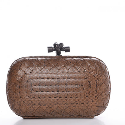 Bottega Veneta Karung Intrecciato Knot Clutch Cigar 1 of 6