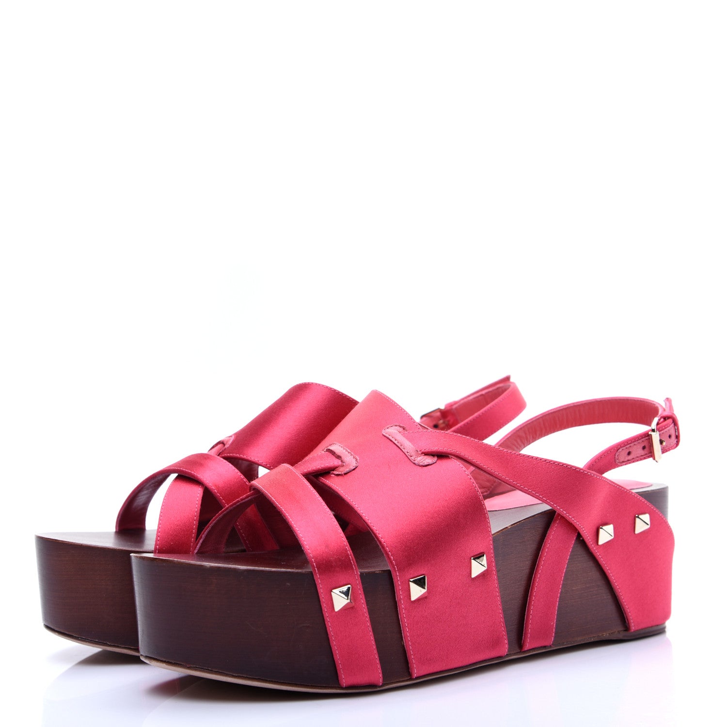 Valentino Garavani Satin Rockstud Platform Sandals 37 Pink 3 of 12