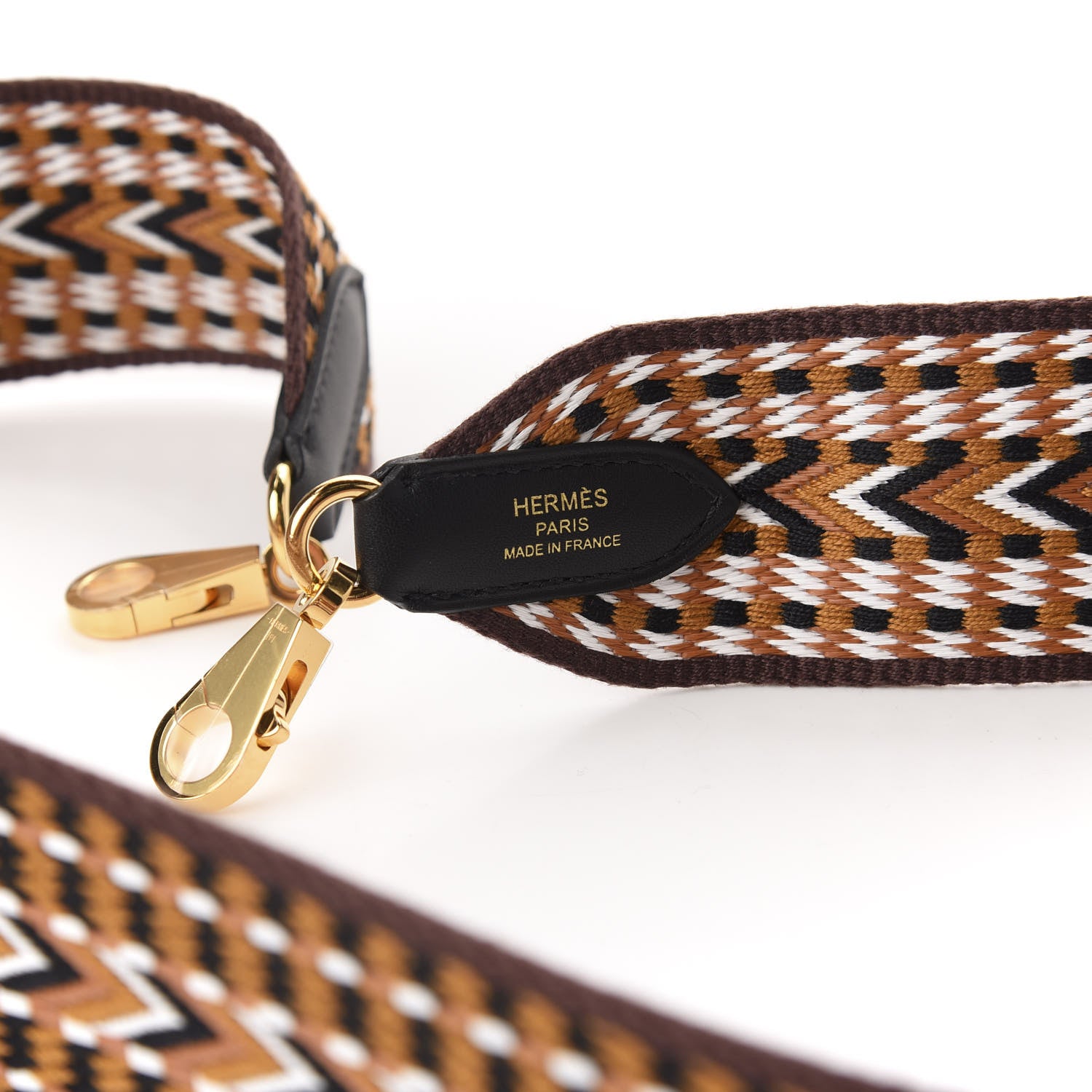 Hermes Toile Swift Sangle Allegro 50mm Shoulder Strap Sesame White Black 3 of 5