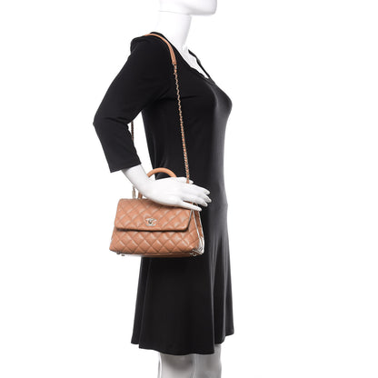 Chanel Caviar Quilted Lizard Embossed Mini Coco Handle Flap Brown 3 of 11