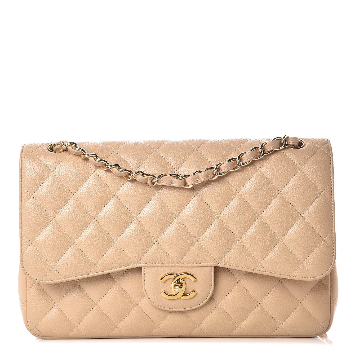 Chanel Caviar Quilted Jumbo Double Flap Beige Clair 1 of 15