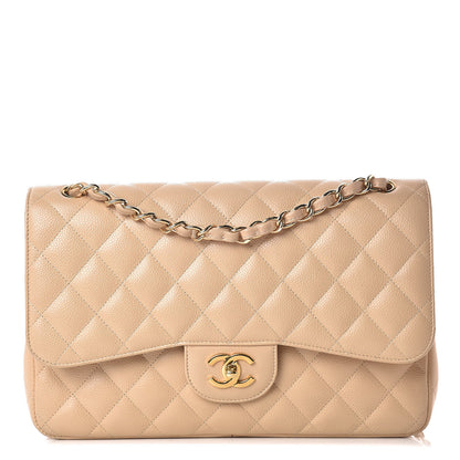 Chanel Caviar Quilted Jumbo Double Flap Beige Clair 1 of 15