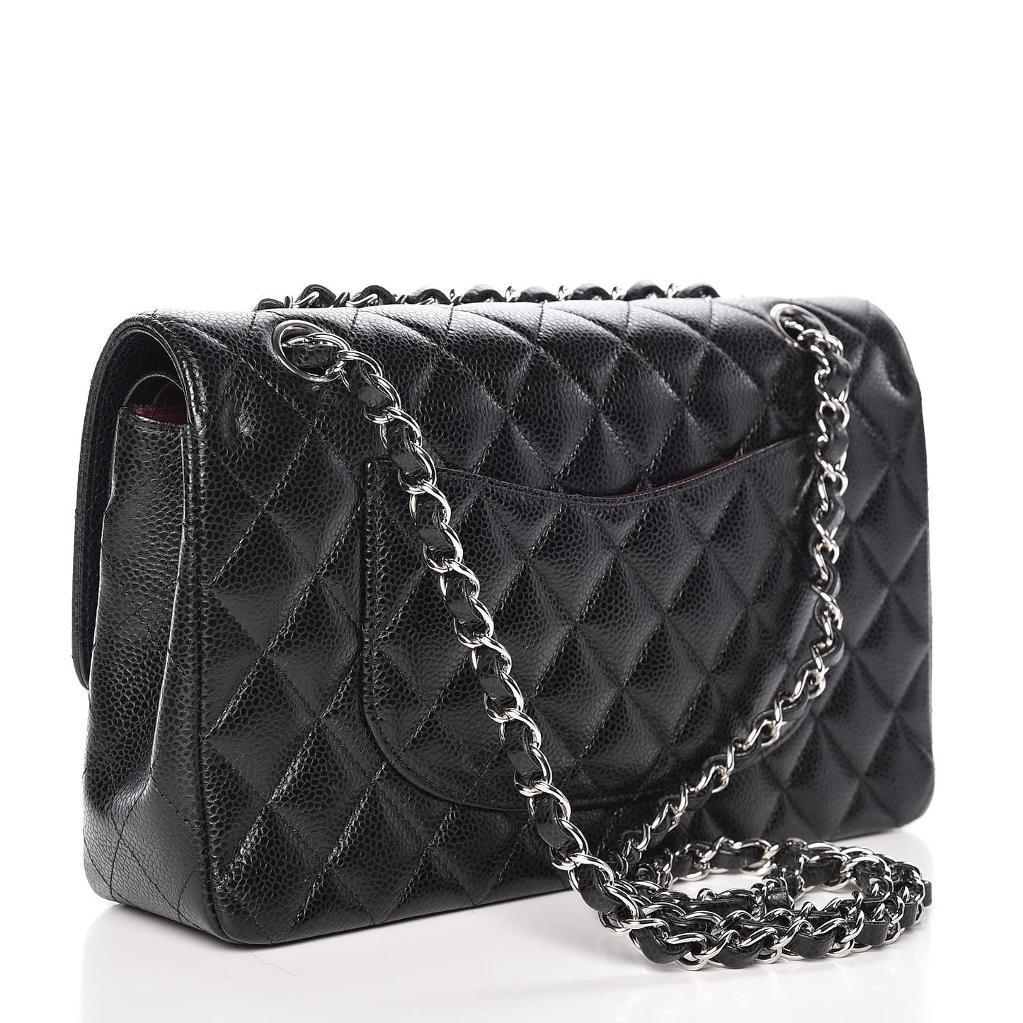 Caviar Quilted Medium Double Flap Black