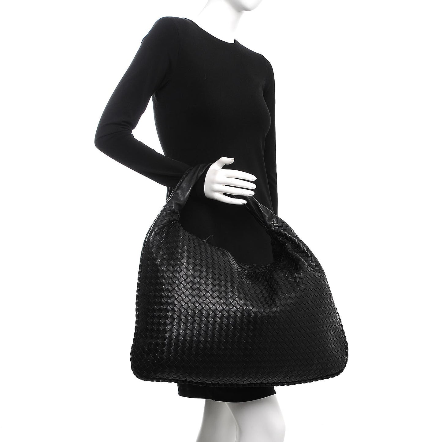 Nappa Intrecciato Maxi Veneta Hobo Nero Black