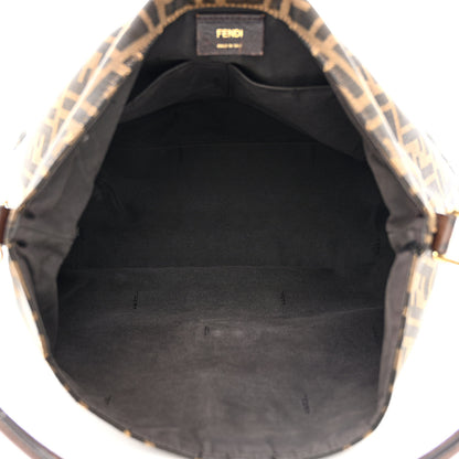 Fendi Zucca Vitello Artic Small Clasp Top Hobo Bag Tobacco Castagna 5 of 13