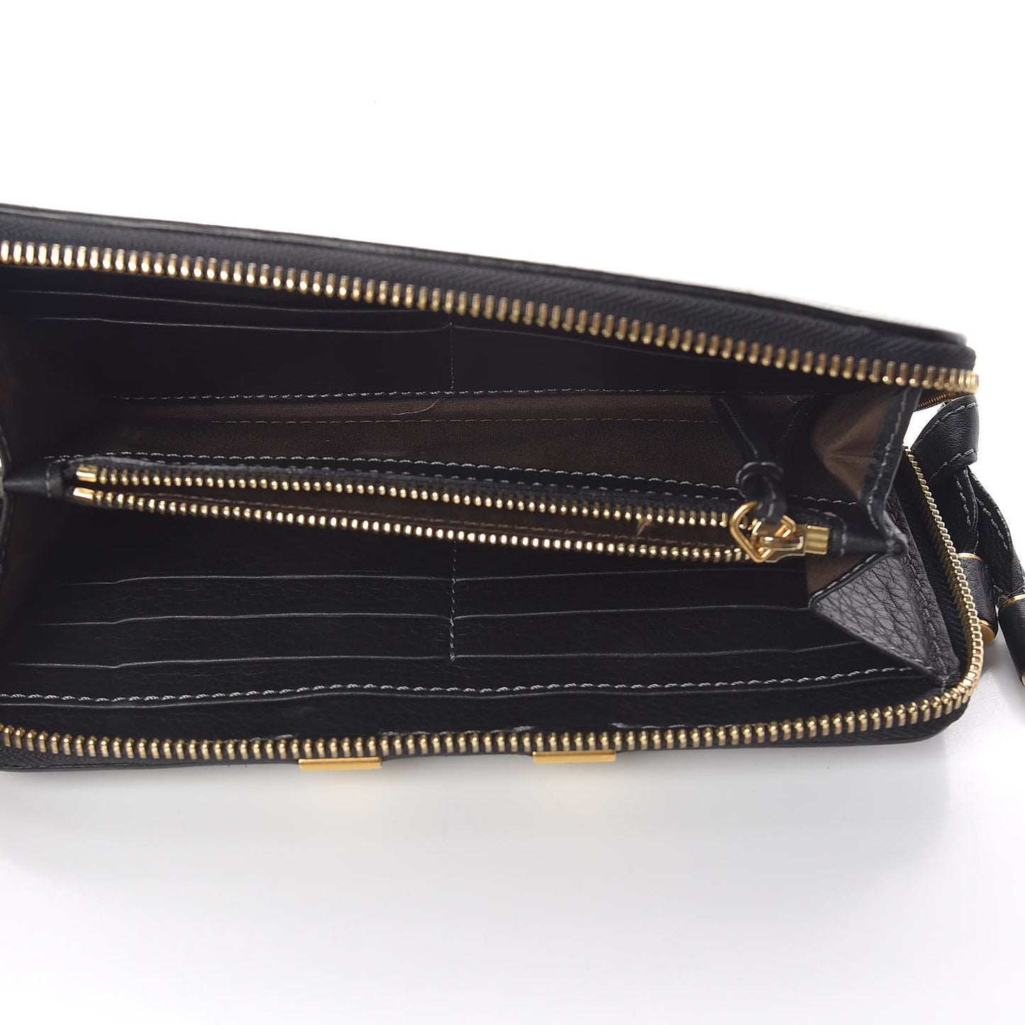 Grained Calfskin Marcie Long Zip Around Wallet Black