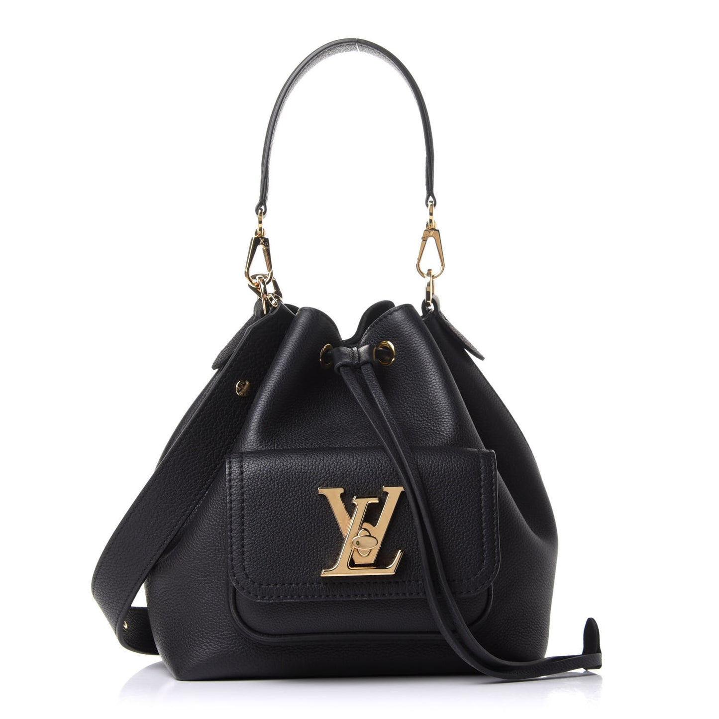 Calfskin Lockme Bucket MM Black