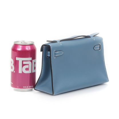 Hermes Swift Kelly Pochette Clutch Blue Jean 2 of 9