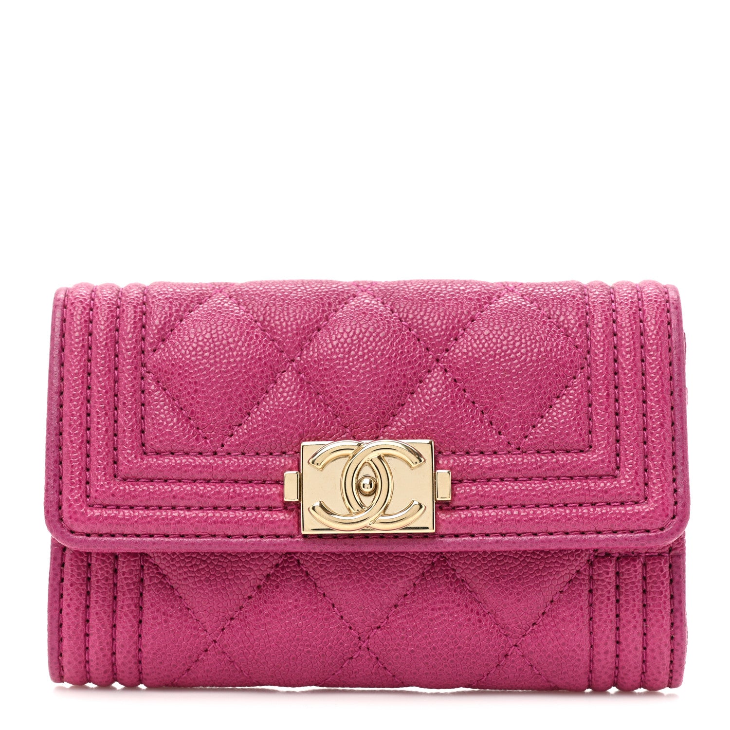 Chanel Caviar Quilted Boy Card Holder Wallet Fuchsia 1 of 11