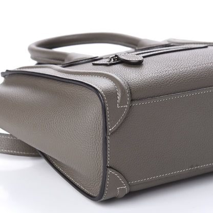 Celine Drummed Calfskin Nano Luggage Souris 7 of 12