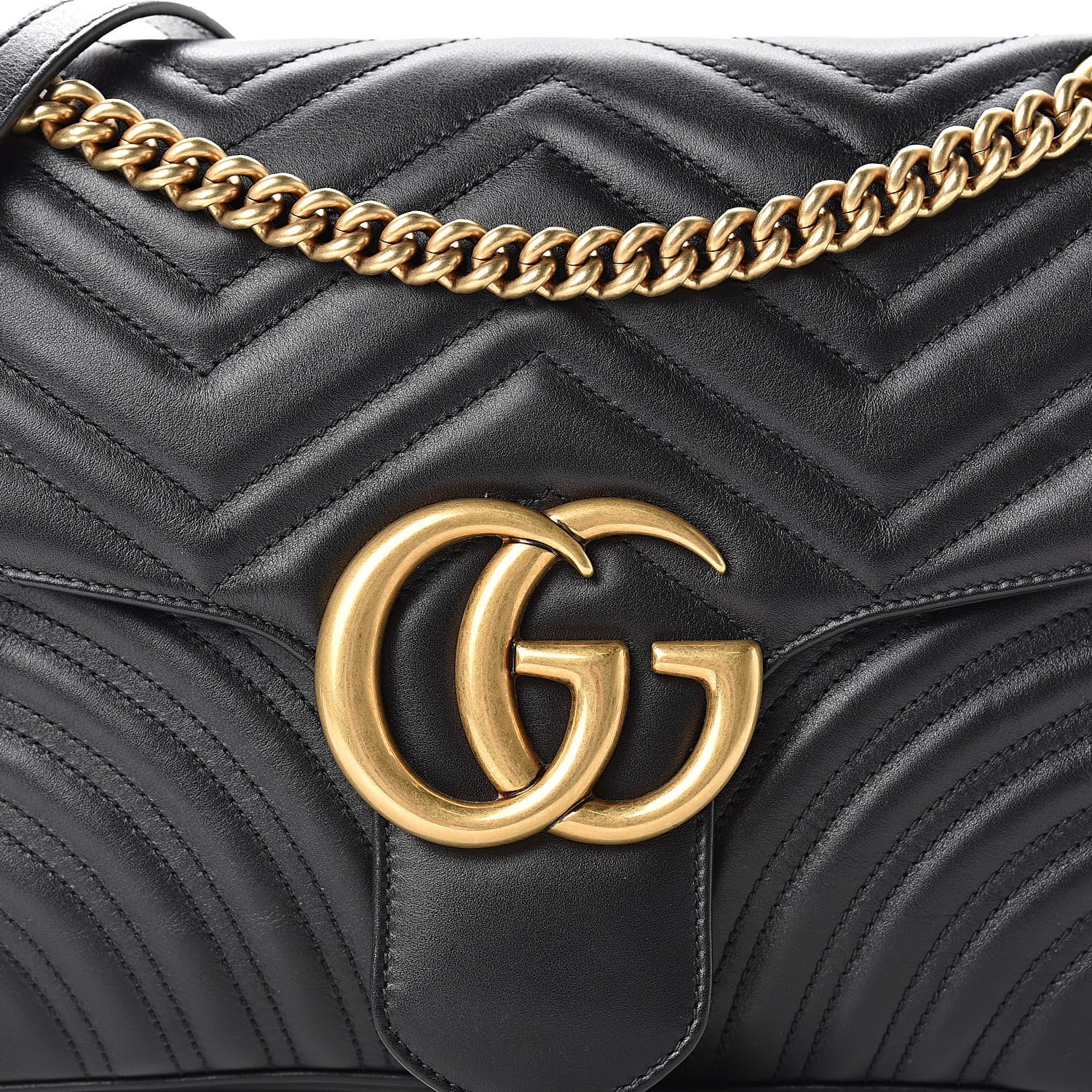 Gucci Calfskin Matelasse Medium GG Marmont Shoulder Bag Black 8 of 14