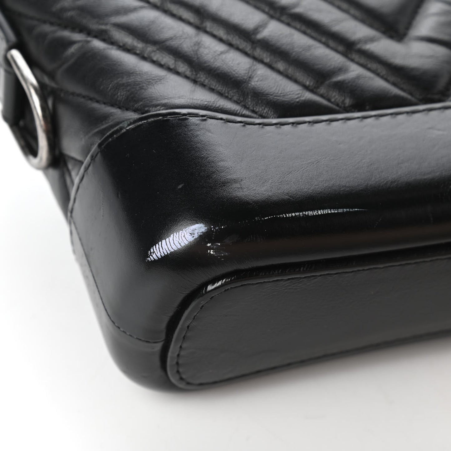 Aged Calfskin Chevron Quilted Small Gabrielle Hobo Black