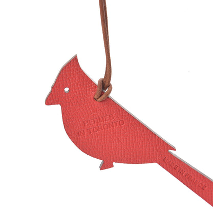 Hermes Togo Epsom Petit H Bird Bag Charm GM Rouge De Coeur 3 of 5