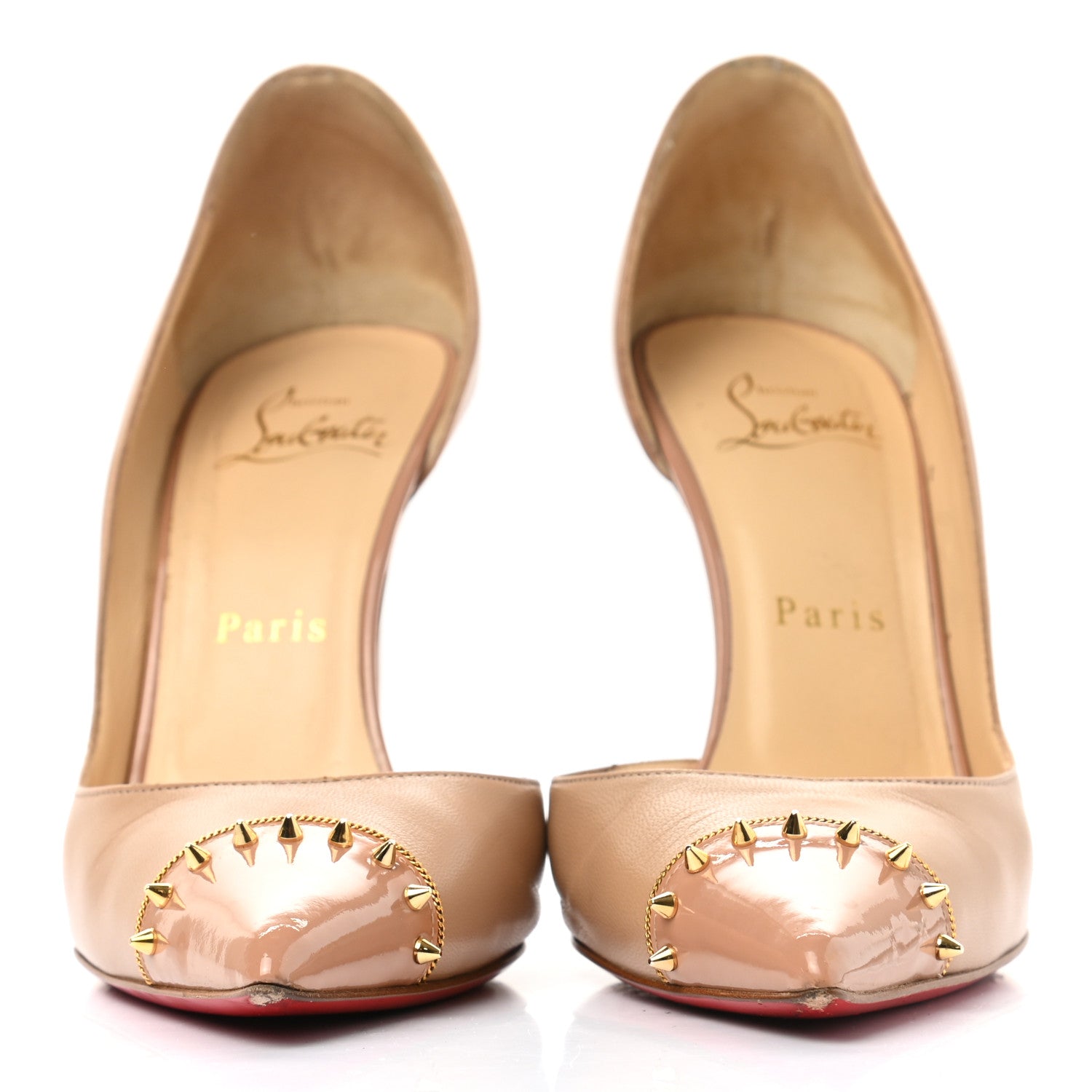 Christian Louboutin Kid Patent Culturella 100 Pumps 36.5 Nude 2 of 14