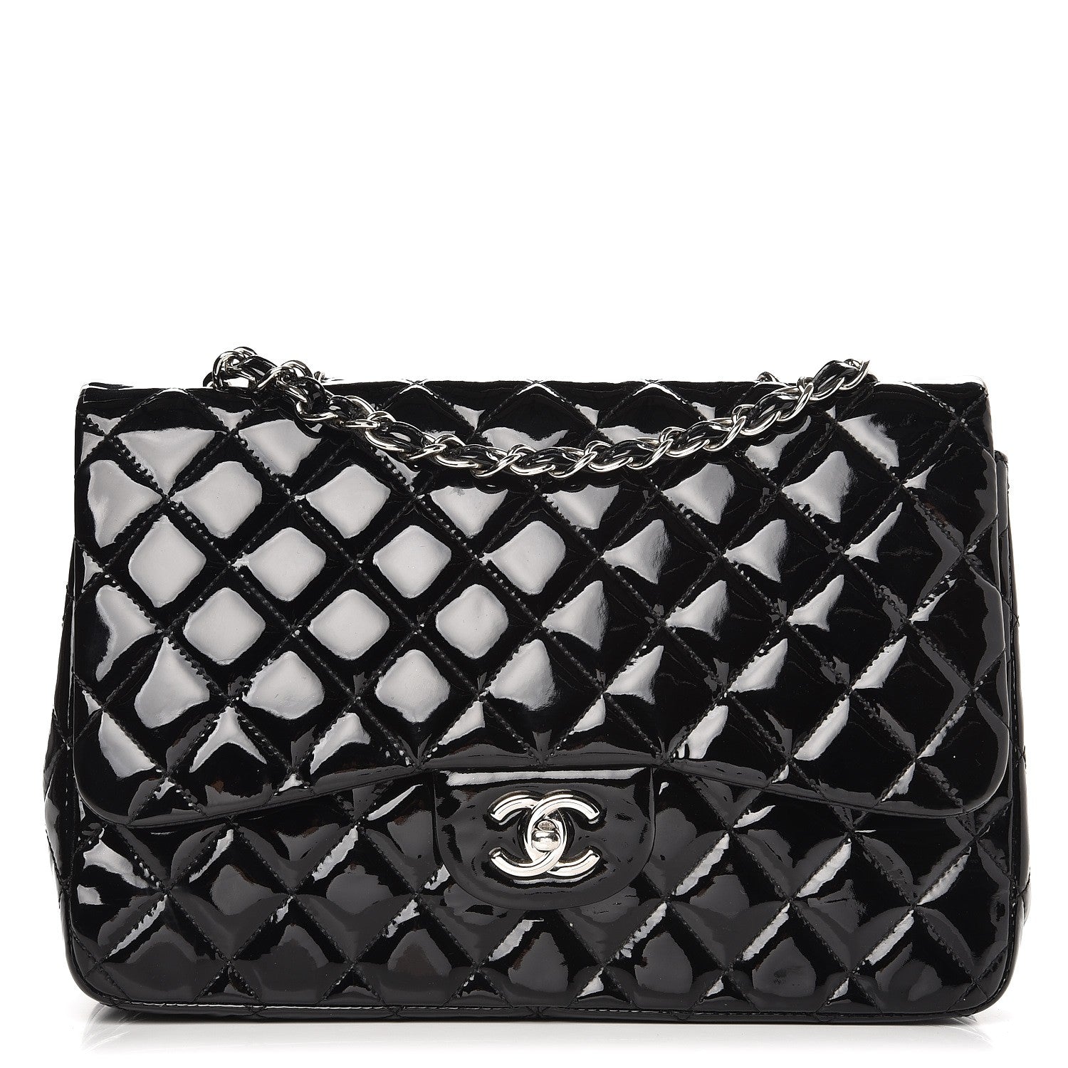 Chanel Patent Quilted Jumbo Single Flap Black 1 of 11