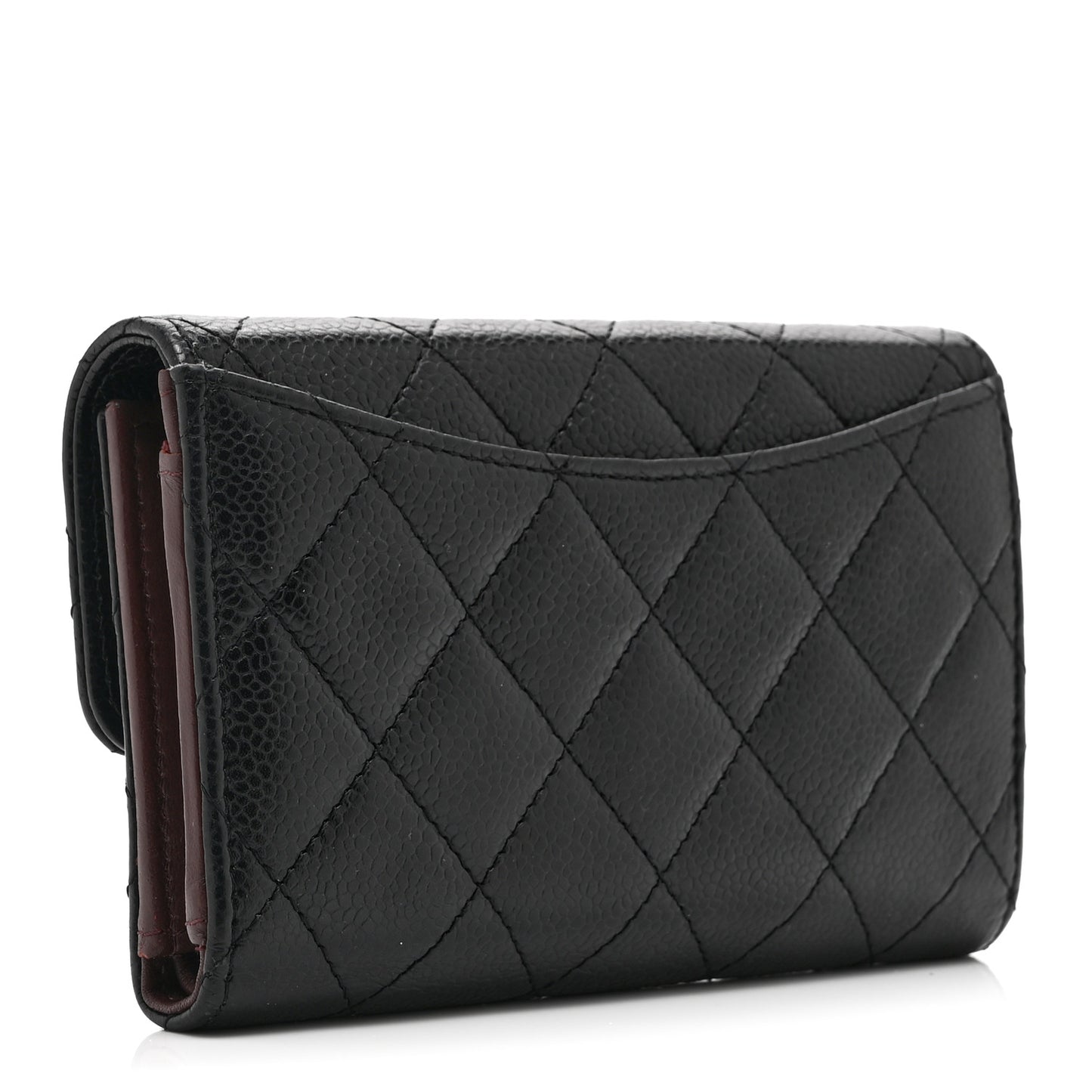 Caviar Quilted Medium Flap Wallet Black