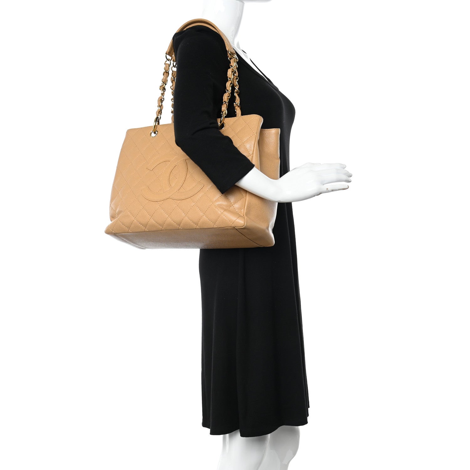 Chanel Caviar Quilted Grand Shopping Tote GST Dark Beige 2 of 10