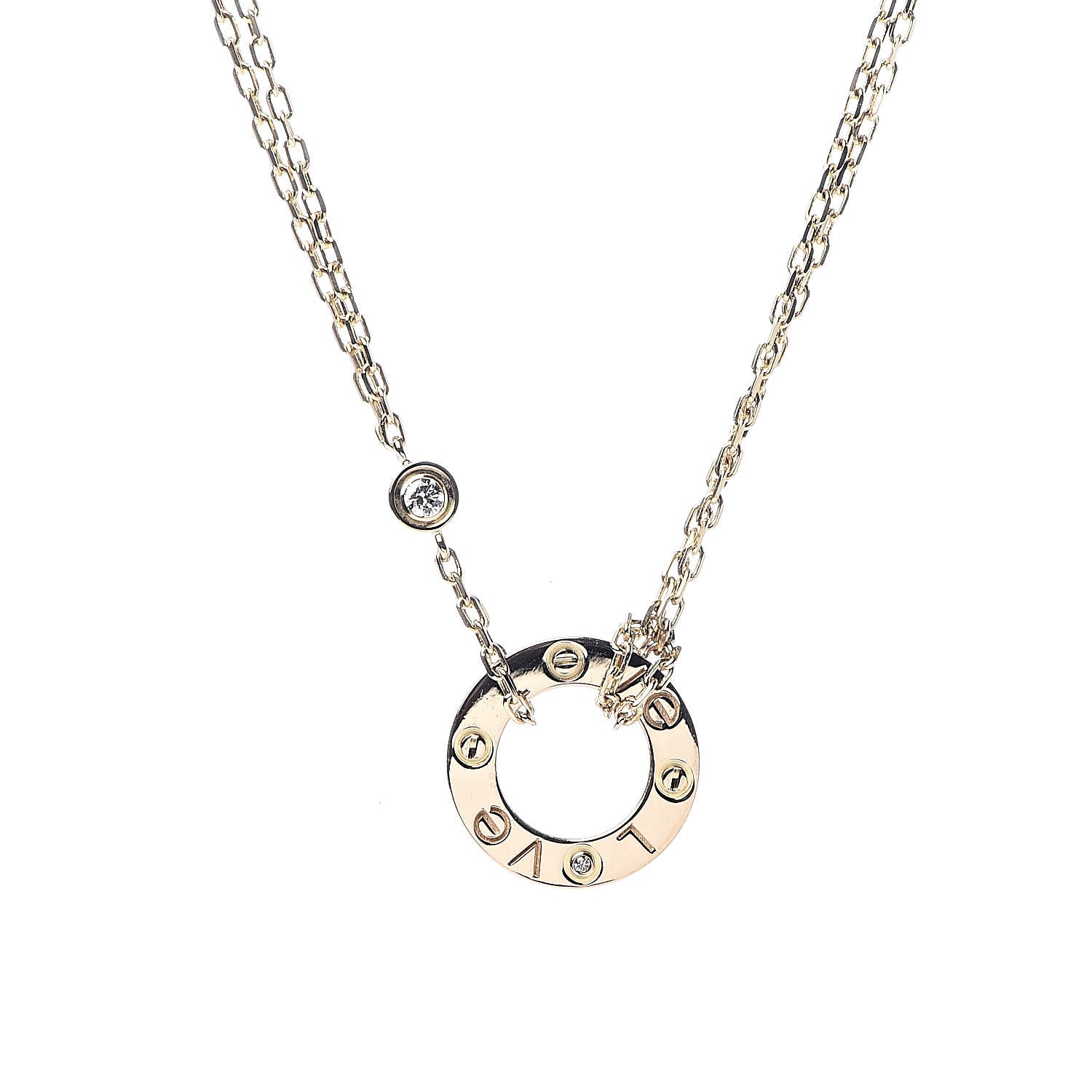 Cartier 18K Yellow Gold 2 Diamond LOVE Necklace 4 of 7