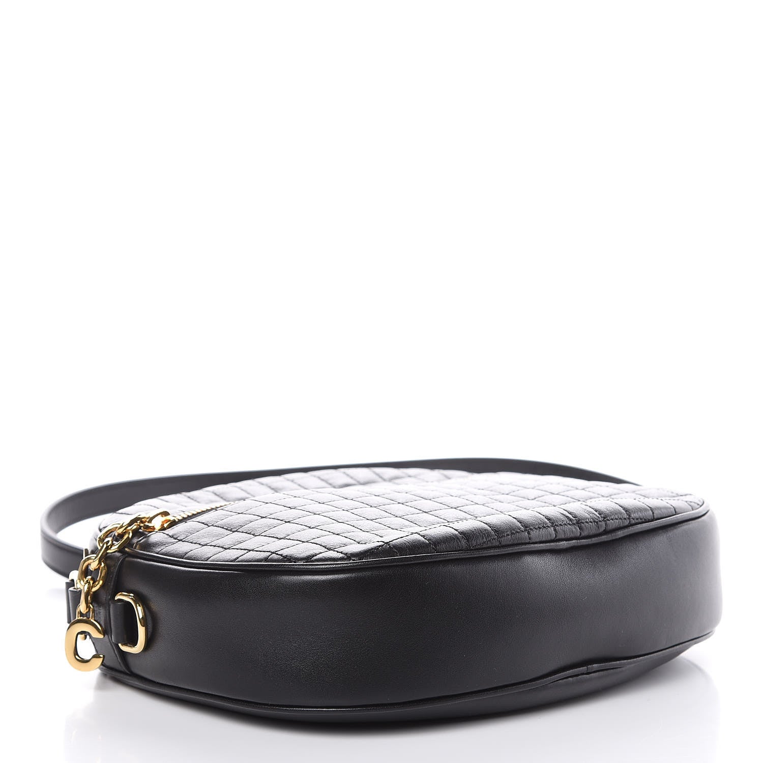 Celine Calfskin Quilted Medium C Charm Bag Black 4 of 9