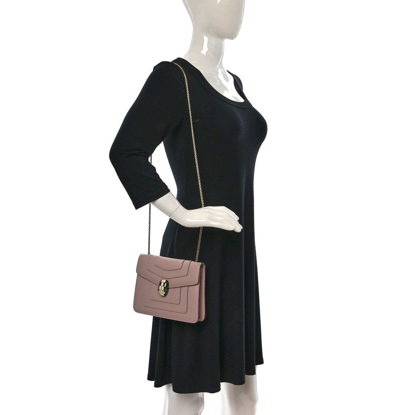 Calfskin Small Serpenti Forever Snake Strap Crossbody Bag Light Pink